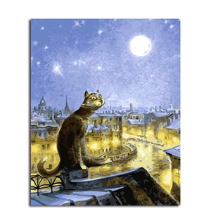 Peinture par Numéros Chat sur Toit - Vraiment-chat