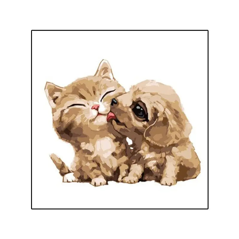 Peinture par Numéro Chaton et Chiot - Vraiment-chat