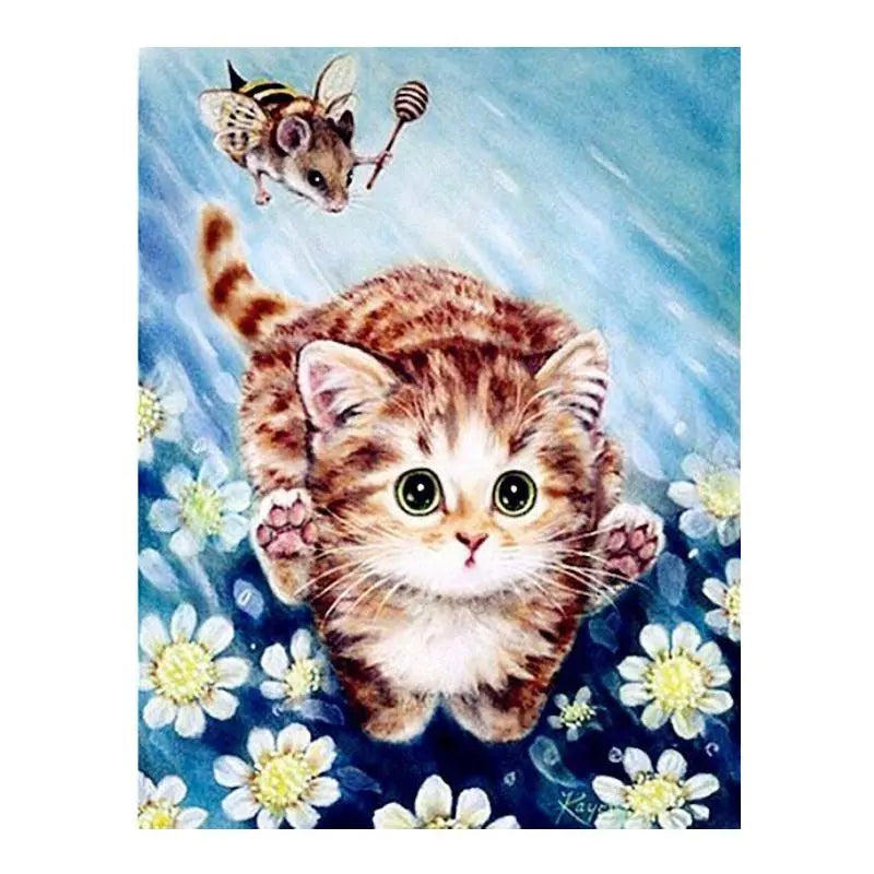 Peinture par Numéro Chaton et Abeille - Vraiment-chat
