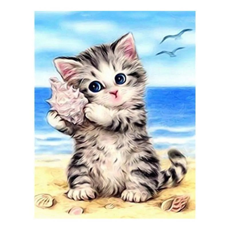 Peinture par Numéro Chaton et Coquillage - Vraiment-chat