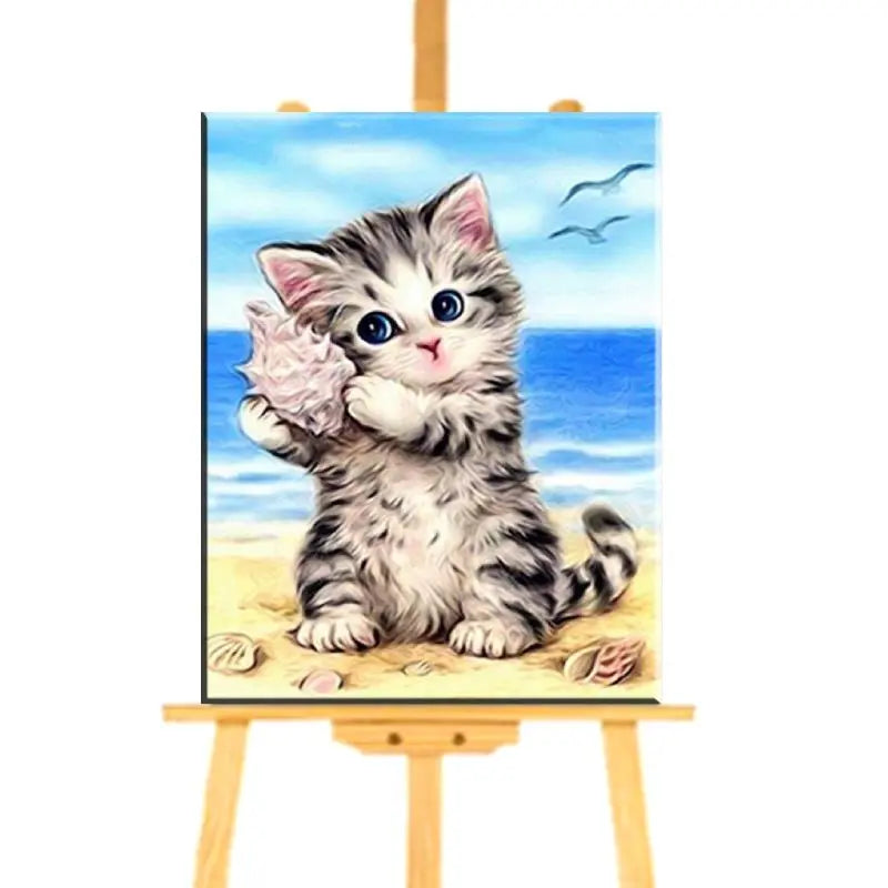 Peinture par Numéro Chaton et Coquillage - Vraiment-chat