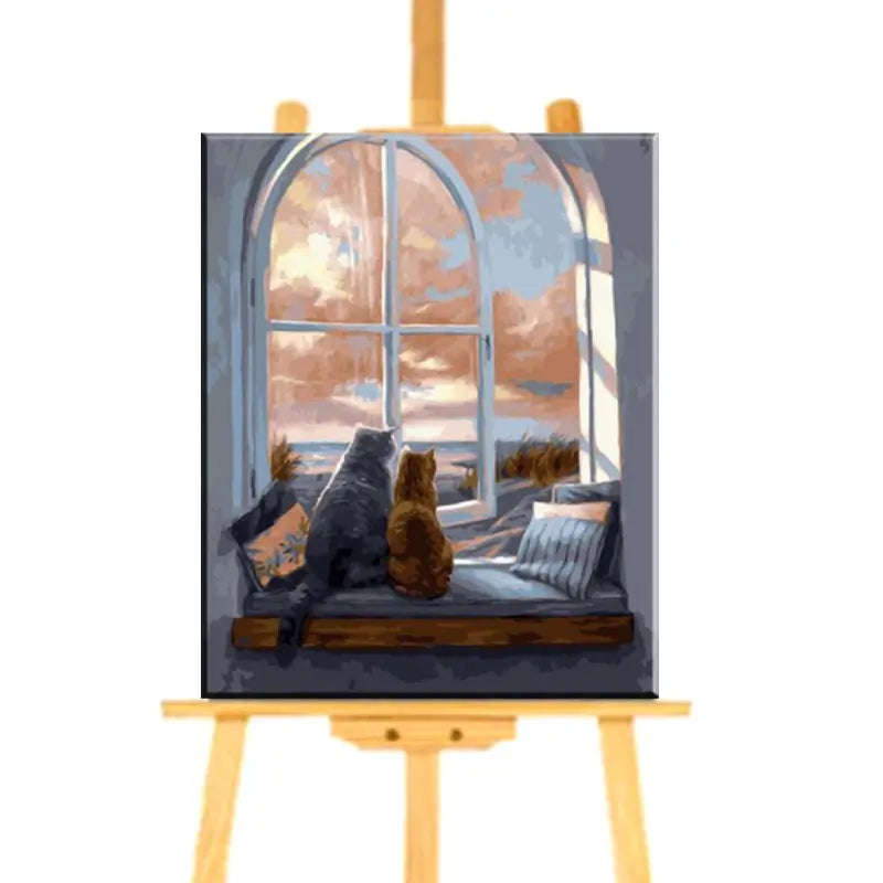 Peinture par numéro Couple de Chats à la Fenêtre - Vraiment-chat