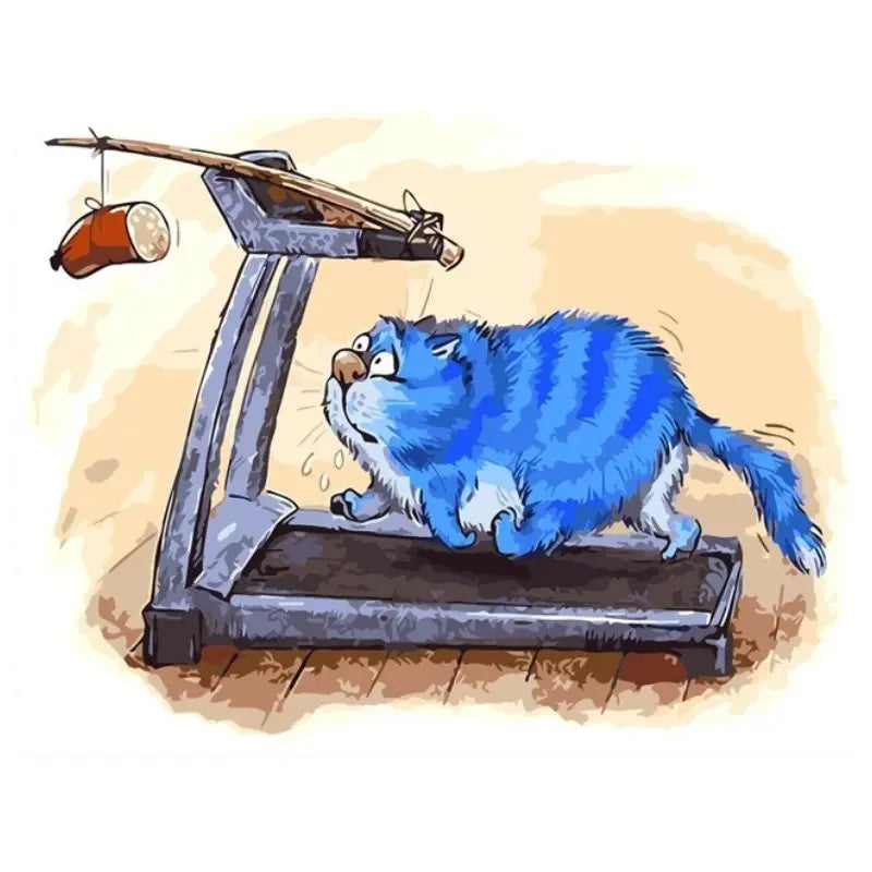 Peinture par Numéro Chat sur Tapis de Course - Vraiment-chat