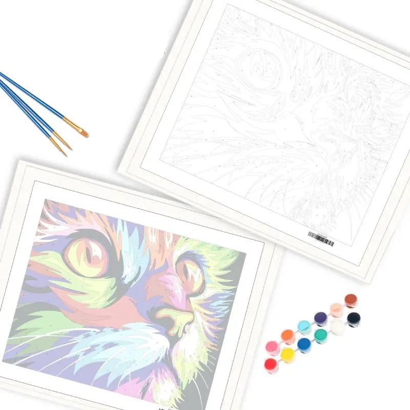 peinture par numéro chat sans cadre