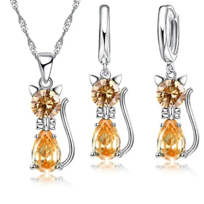 Pendentif et Boucles d'Oreilles Chat Vraiment-chat