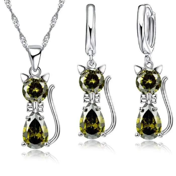 Pendentif et Boucles d'Oreilles Chat Vraiment-chat