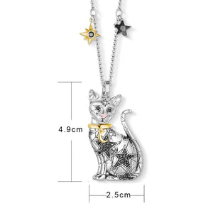 pendentif chat assis avec étoiles - Vraiment-chat