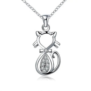 Pendentif Chat Argent Au Coeur Brillant Vraiment-chat