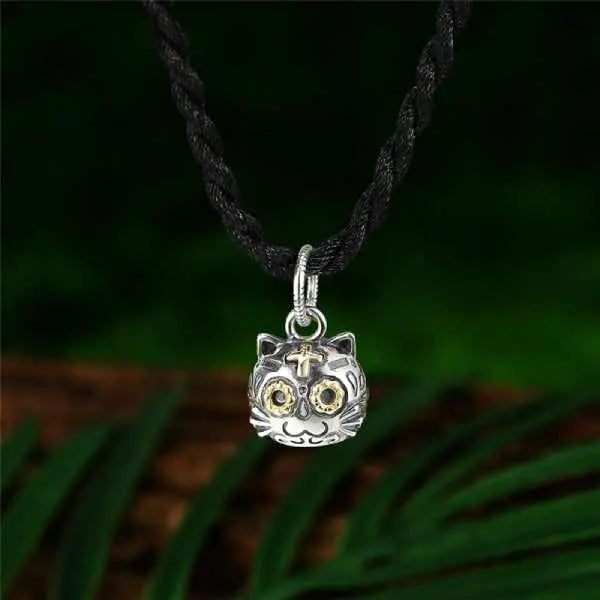 Pendentif Chat Heureux (Argent) - Vraiment-chat