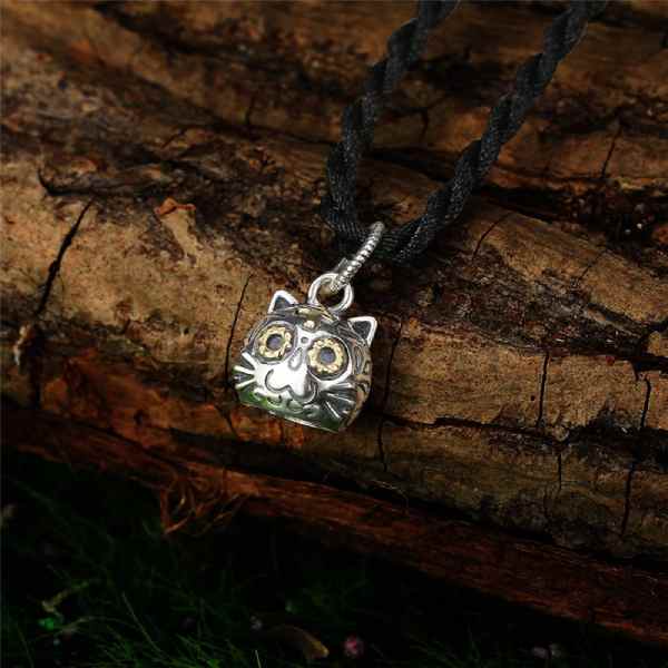 Pendentif Chat Heureux (Argent) - Vraiment-chat