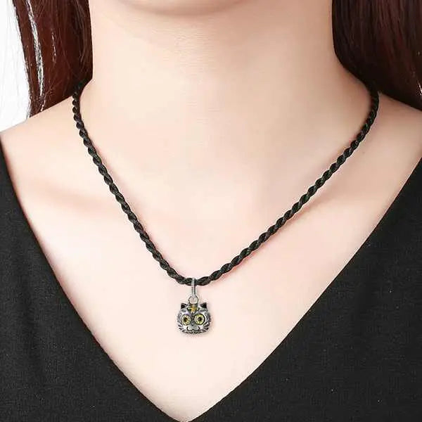 Pendentif Chat Heureux (Argent) - Vraiment-chat