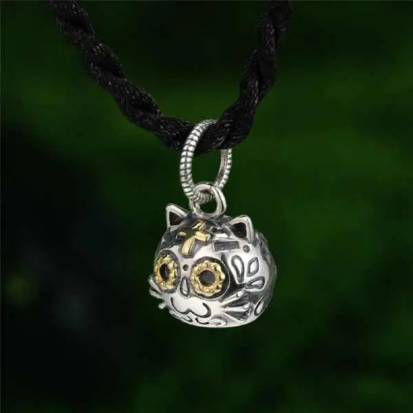 Pendentif Chat Heureux (Argent) - Vraiment-chat
