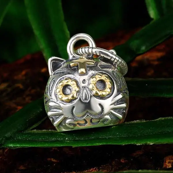 Pendentif Chat Heureux (Argent) - Vraiment-chat