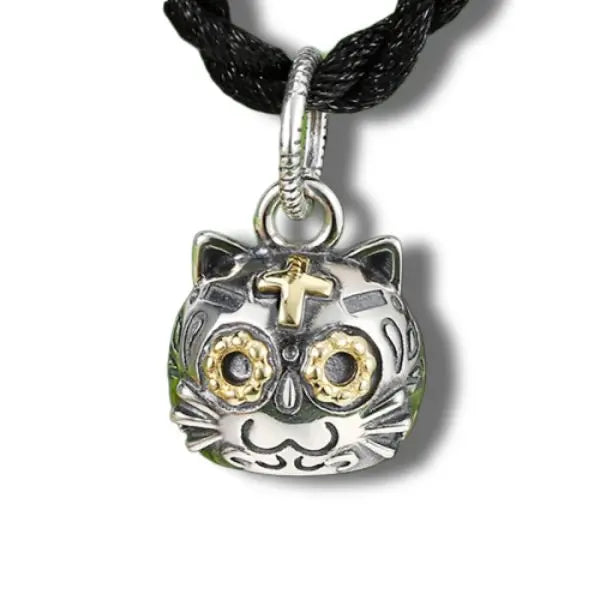 Pendentif Chat Heureux (Argent) - Vraiment-chat