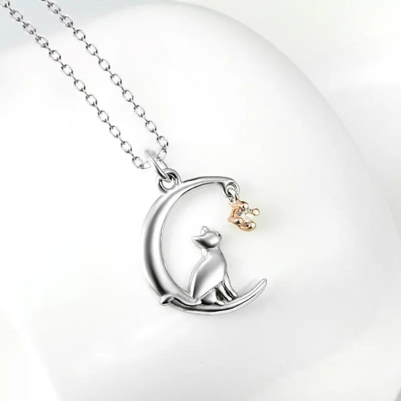Pendentif Chat et pleine Lune en argent Vraiment-chat