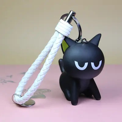 Porte-clé Chat Noir Assis avec Tresse - Vraiment-chat
