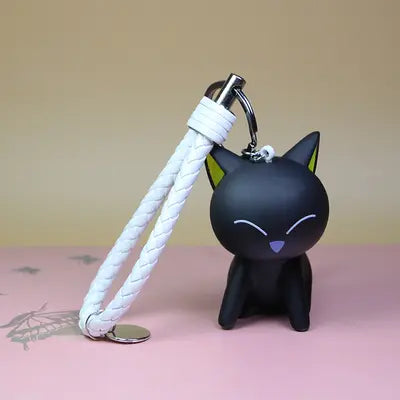 Porte-clé Chat Noir Content avec Tresse - Vraiment-chat