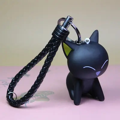 Porte-clé Chat Noir Content avec Tresse - Vraiment-chat