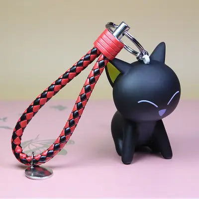 Porte-clé Chat Noir Content avec Tresse - Vraiment-chat