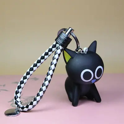 Porte-clé Chat Noir Surpris avec Tresse - Vraiment-chat