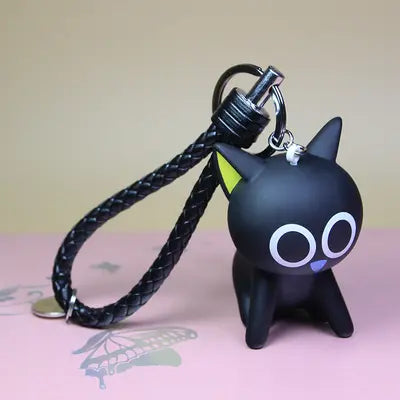 Porte-clé Chat Noir Surpris avec Tresse - Vraiment-chat