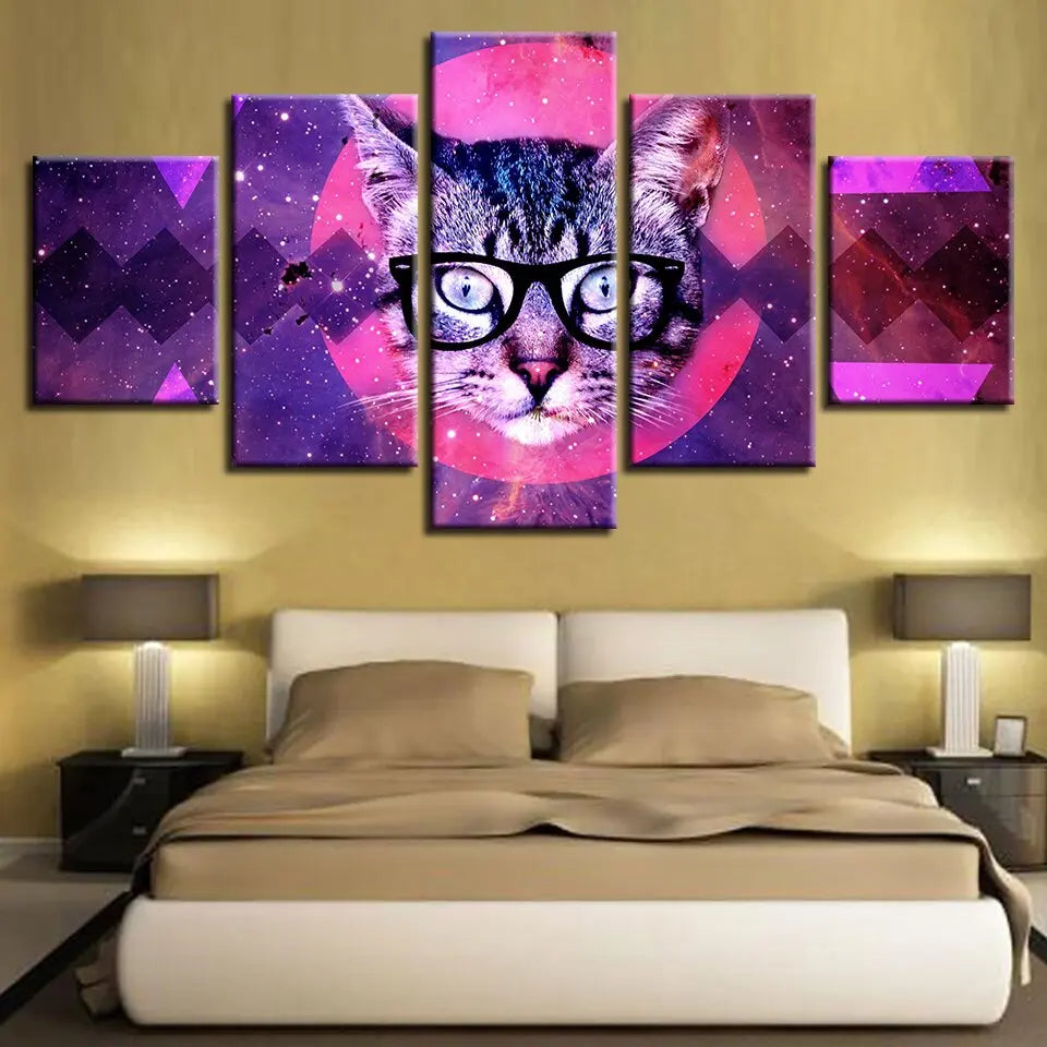 tableau chat pop art à lunettes - Vraiment-chat