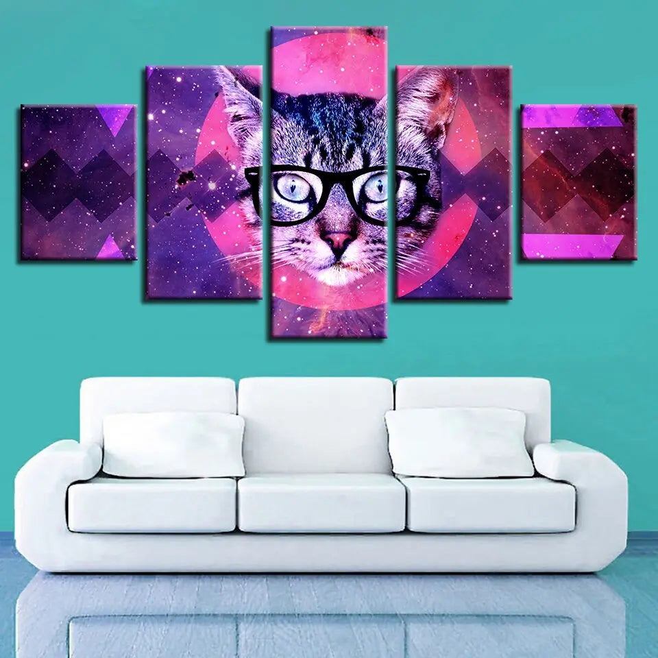 tableau chat pop art à lunettes - Vraiment-chat