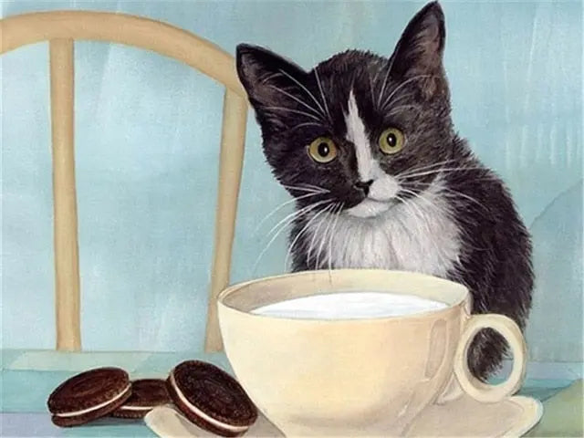 Peinture par Numéro Chat au Goûter - Vraiment-chat