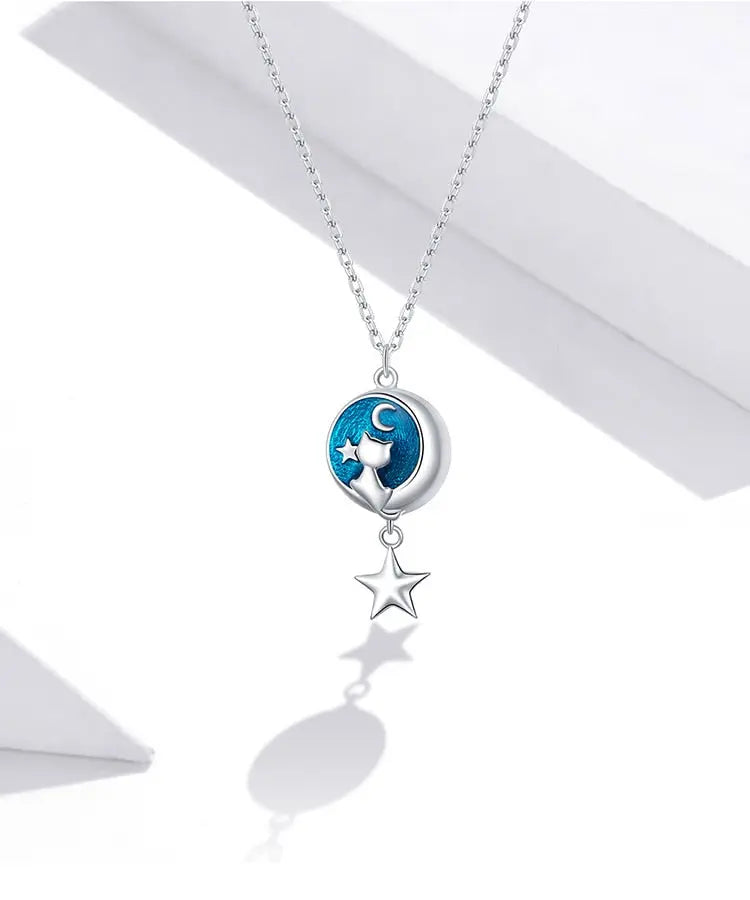Pendentif avec Chat sur lune Bleue Vraiment-chat