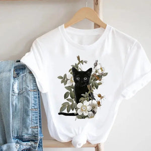 Tee Shirt chaton avec fleurs Vraiment-chat