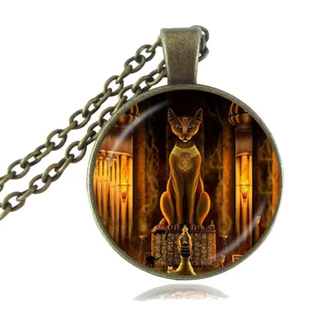 Pendentif Chat Egyptien devant Femme - Vraiment-chat