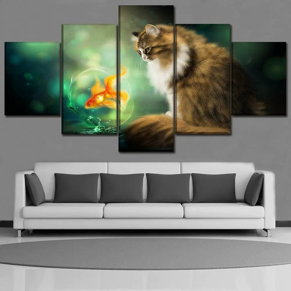 Tableau avec chat et poisson - Vraiment-chat