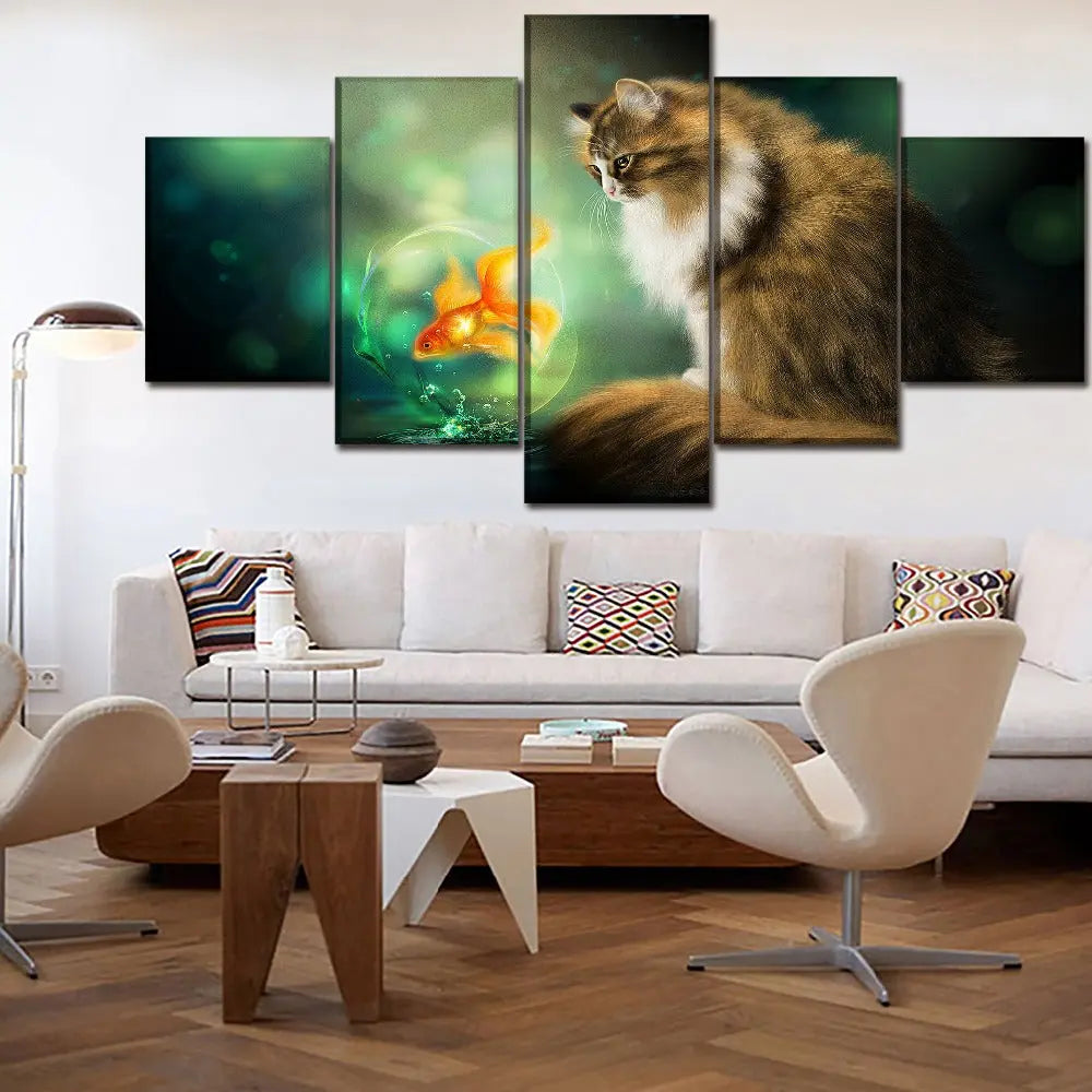 Tableau avec chat et poisson - Vraiment-chat