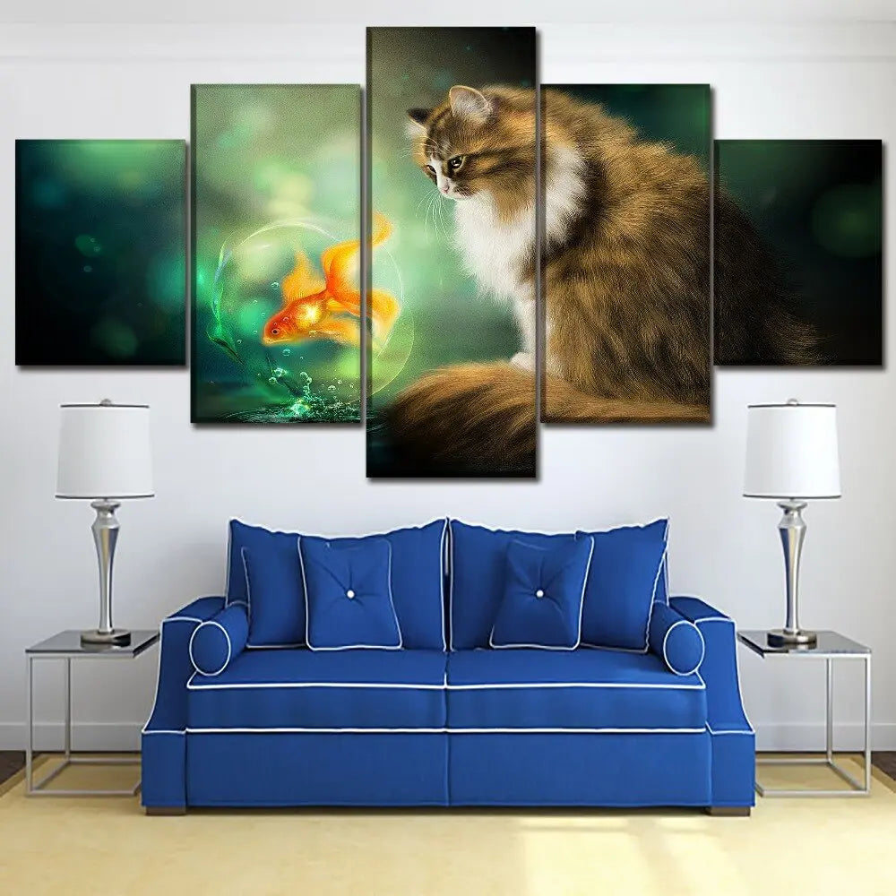 Tableau avec chat et poisson - Vraiment-chat