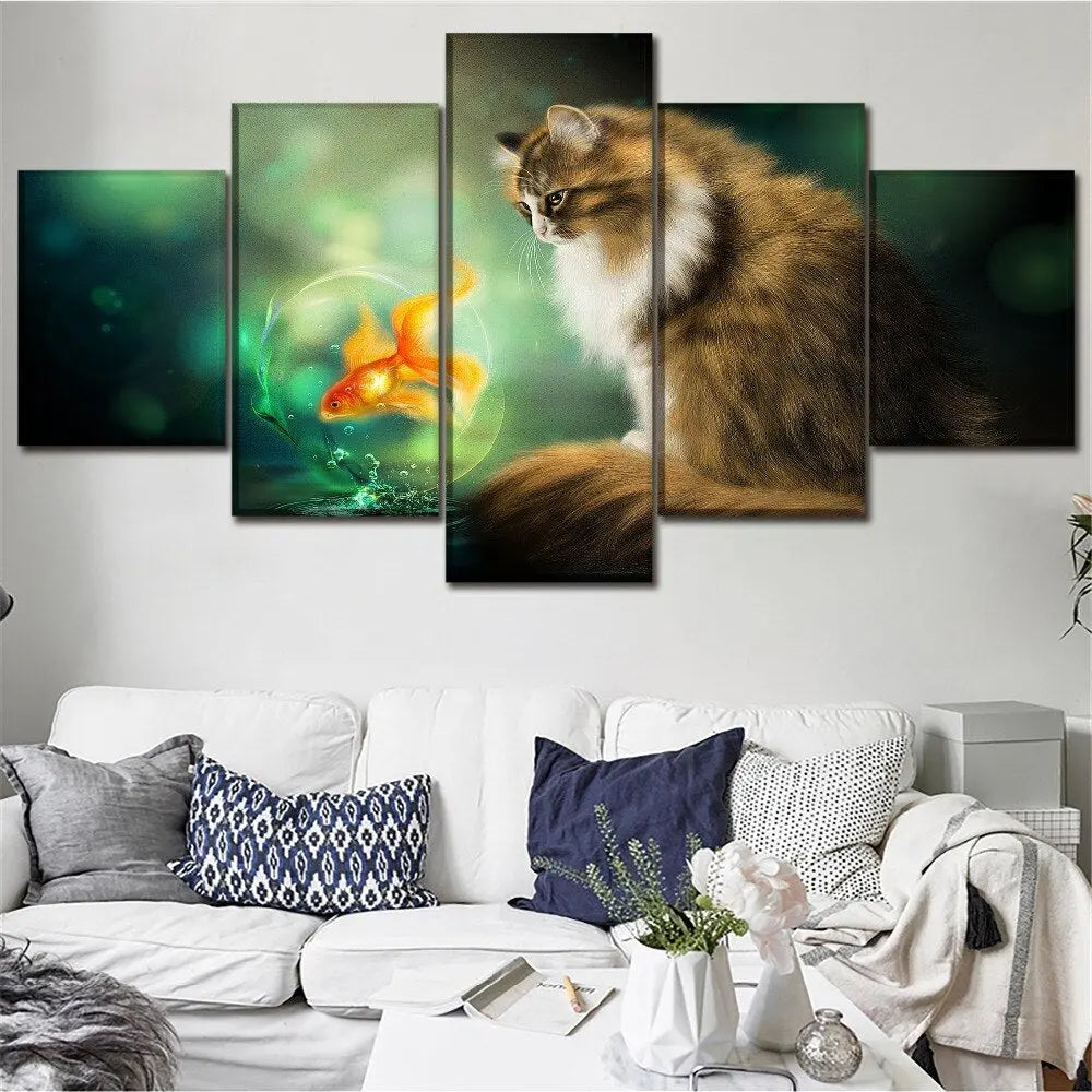 Tableau avec chat et poisson - Vraiment-chat