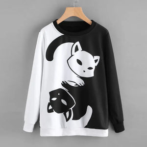 Pull Noir et Blanc Chat - Vraiment-chat