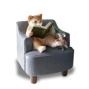 Statue de Chat en Résine Sur Fauteuil Vraiment-chat