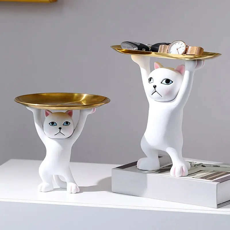 Statue de Chat Vide-poche en résine