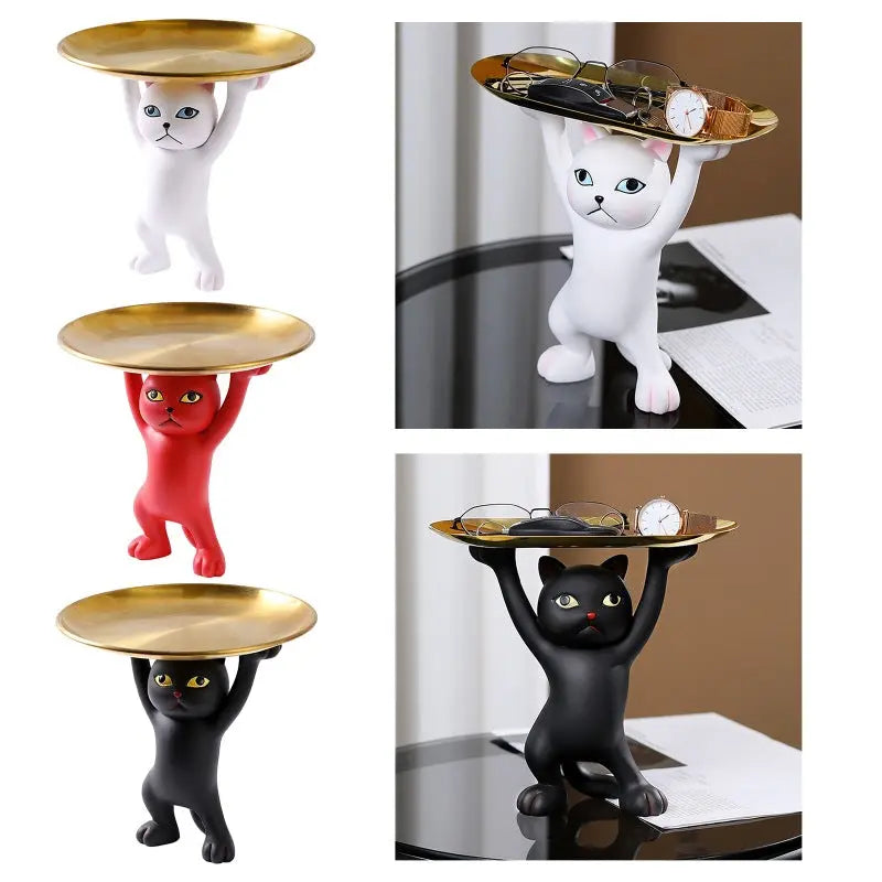 Statue de Chat Vide-poche en résine
