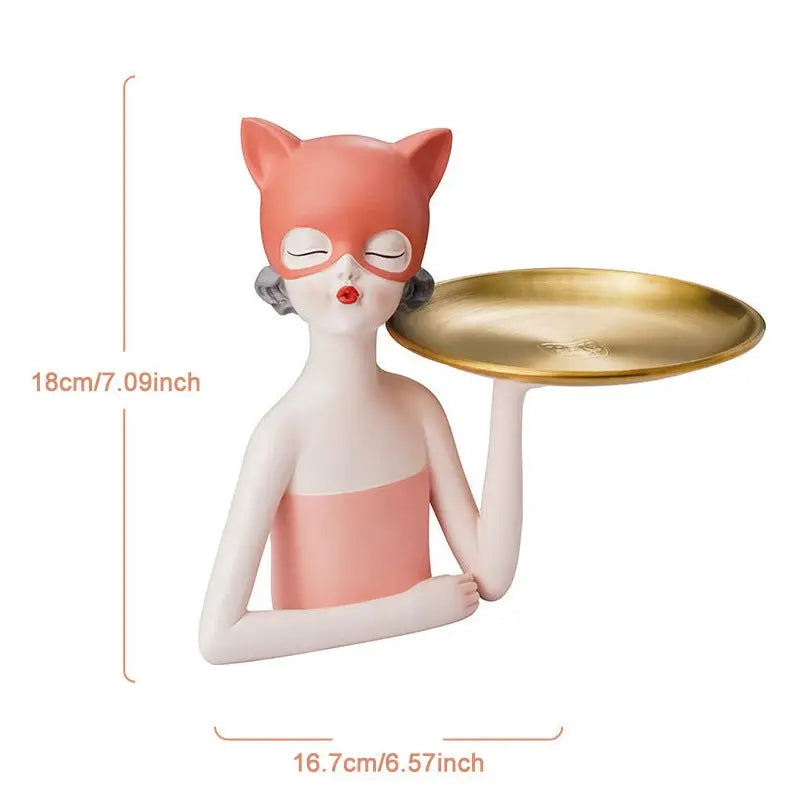 Statue de femme avec masque de Chat Vraiment-chat