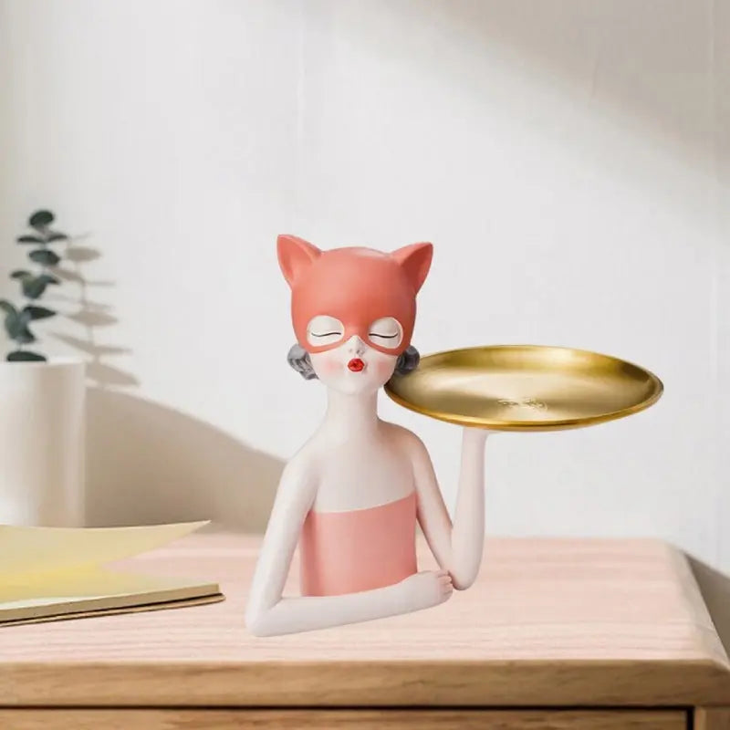 Statue de femme avec masque de Chat Vraiment-chat