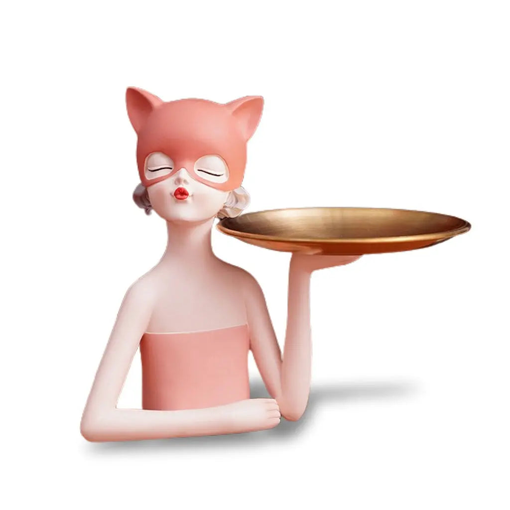 Statue de femme avec masque de Chat Vraiment-chat