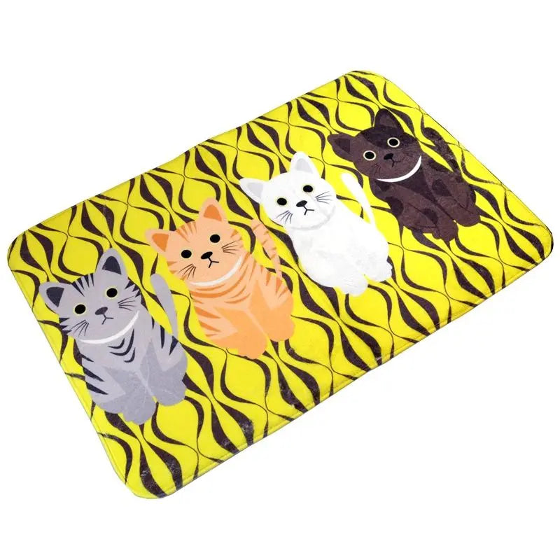 Tapis de sol Jaune avec Chats - Vraiment-chat