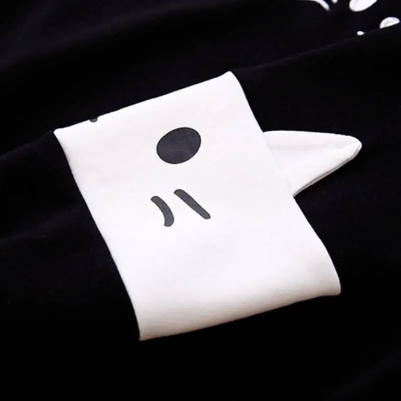 Sweat capuche oreille chat Noir & Blanc - EPAIS - Vraiment-chat