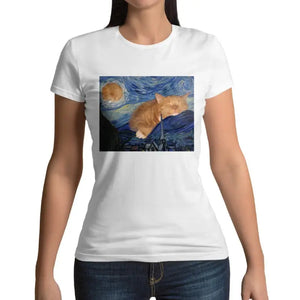 T-shirt Chat Roux Van Gogh Nuit Etoilée - Vraiment-chat