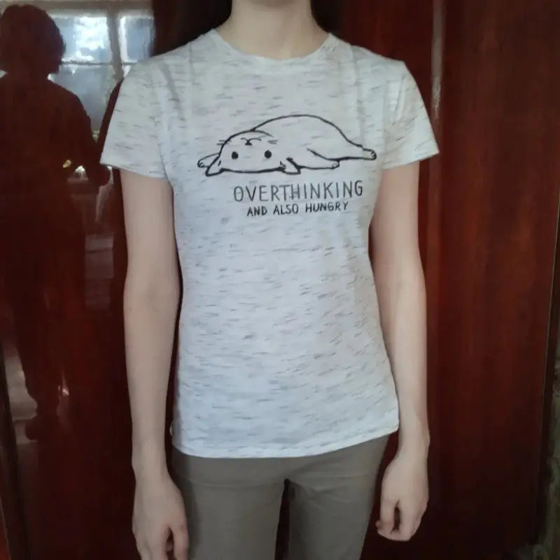 T-shirt de Chat Je pense trop et J'ai faim - Vraiment-chat