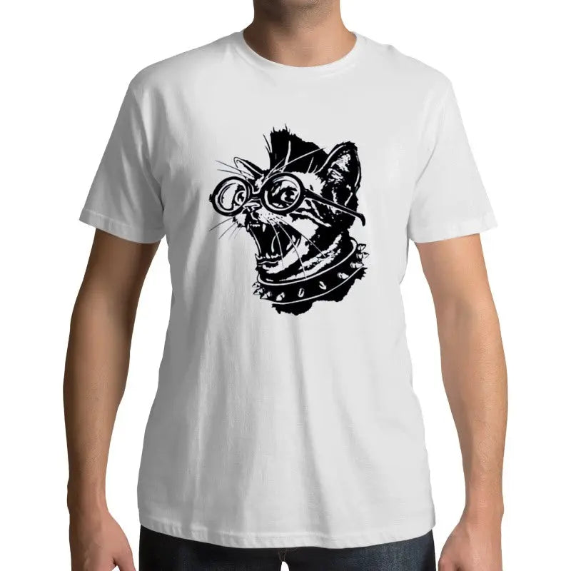 T Shirt tête de chat PUNK - Vraiment-chat