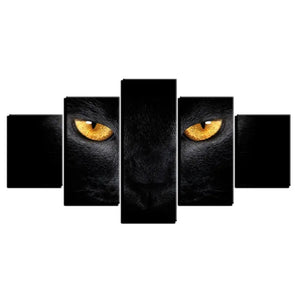Tableau du Chat Noir aux Yeux Jaunes - Vraiment-chat