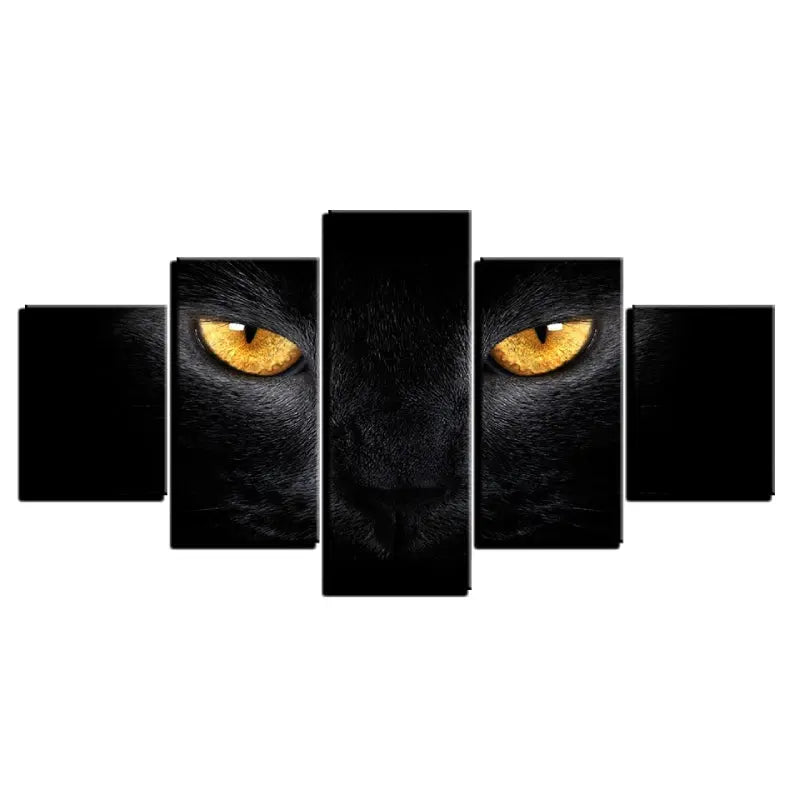 Tableau du Chat Noir aux Yeux Jaunes - Vraiment-chat
