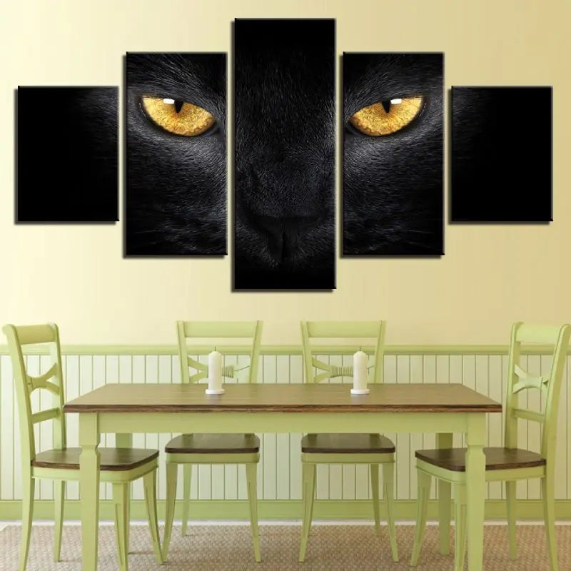 Tableau du Chat Noir aux Yeux Jaunes - Vraiment-chat